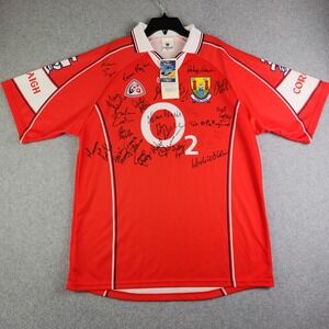 O'Neills Jersey Mens XL Red Cork GAA Corcaigh Printed Signatures O2 Short Sleeve